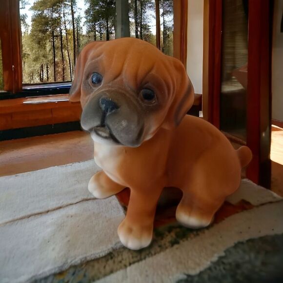 Vintage Boxer Dog Puppy Figure Harvey Knox Global Art Porcelain J21B83 1980s.  N - Picture 12 of 16